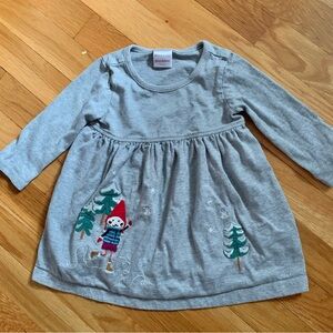 Hanna Andersson 80 (18-24M) Lght Grey Cat Skating Appliqué Dress